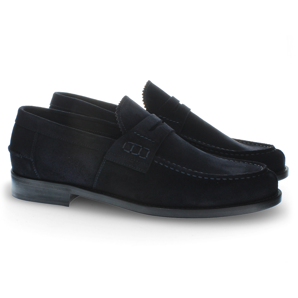 Blue suede loafer