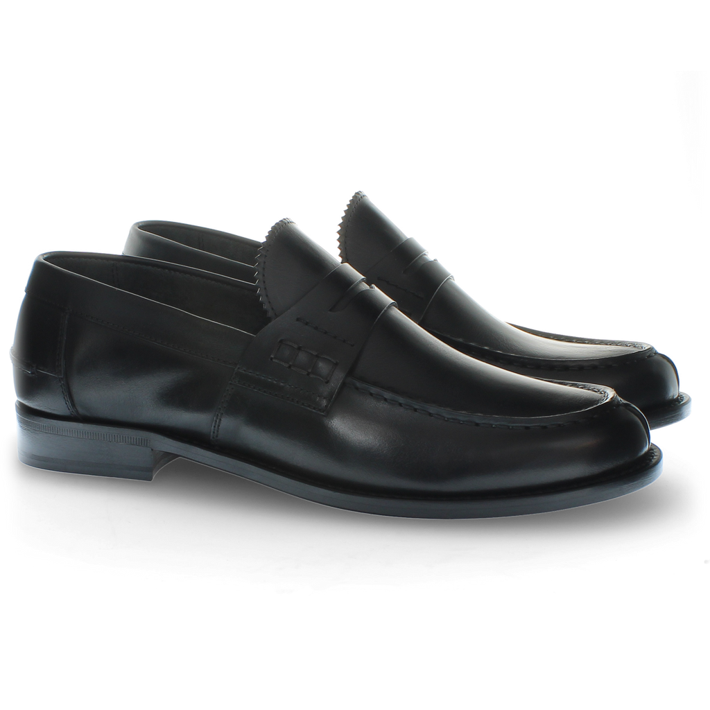 Black leather loafer