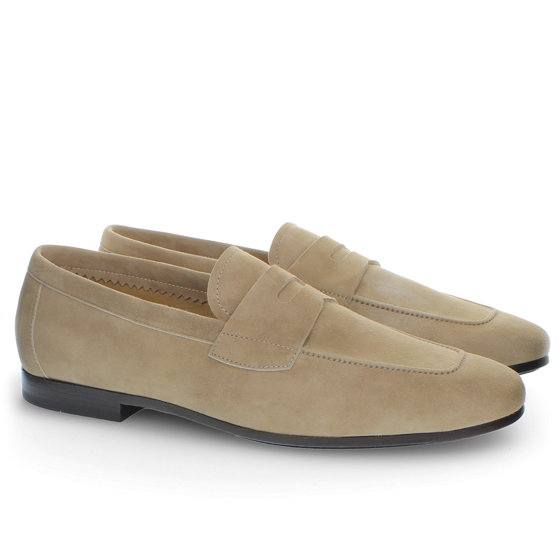 Mocassino in suede beige