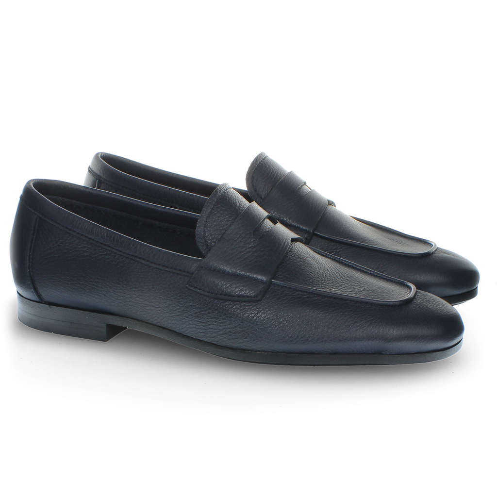Blue deerskin loafer