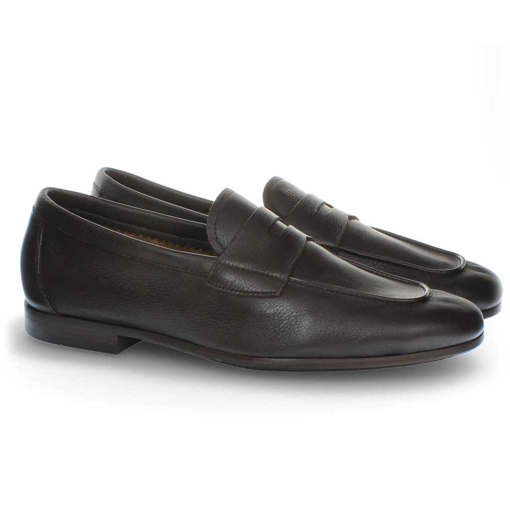 Dark brown deerskin loafer