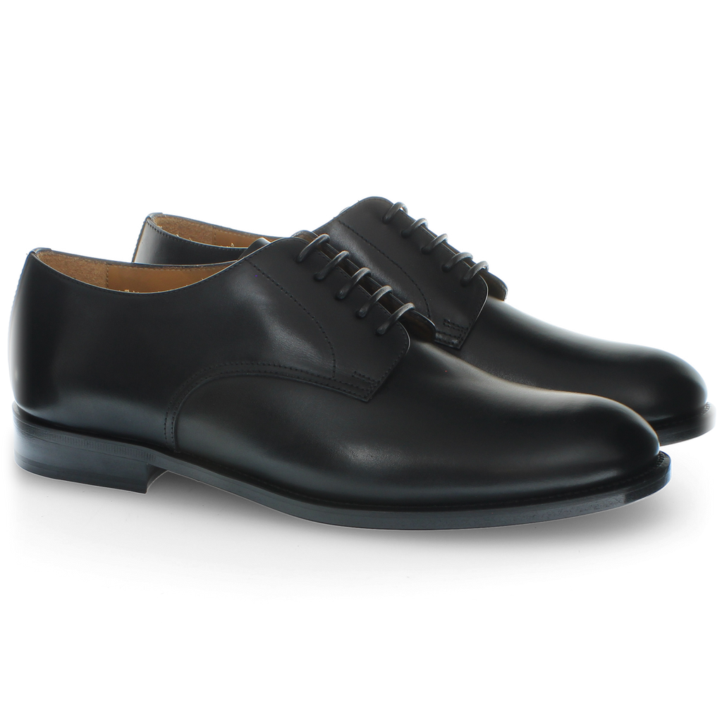 Stringata Derby in pelle nera