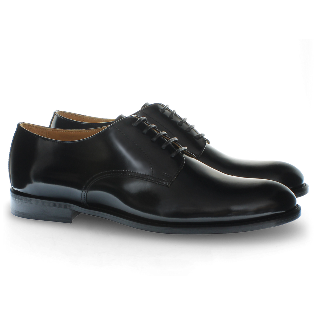 Stringata Derby in pelle nera