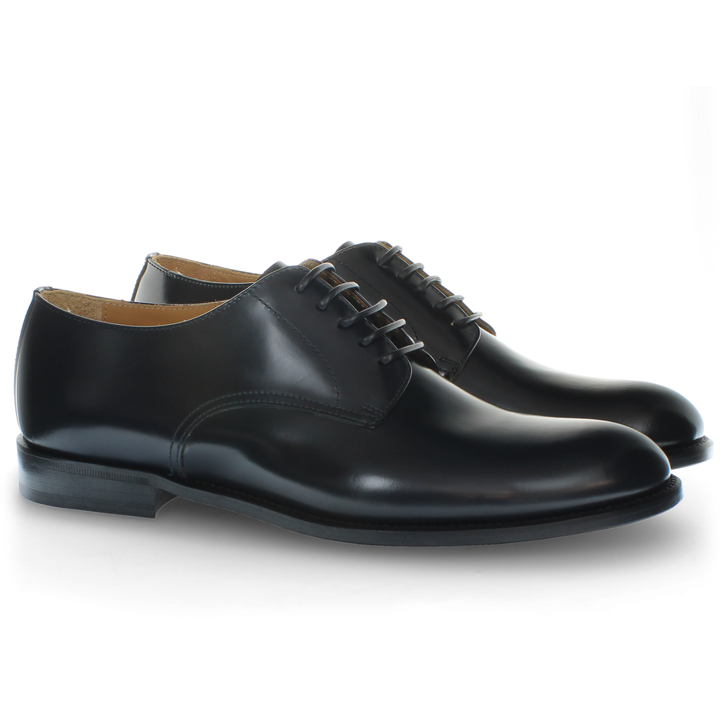 Stringata Derby in pelle blu