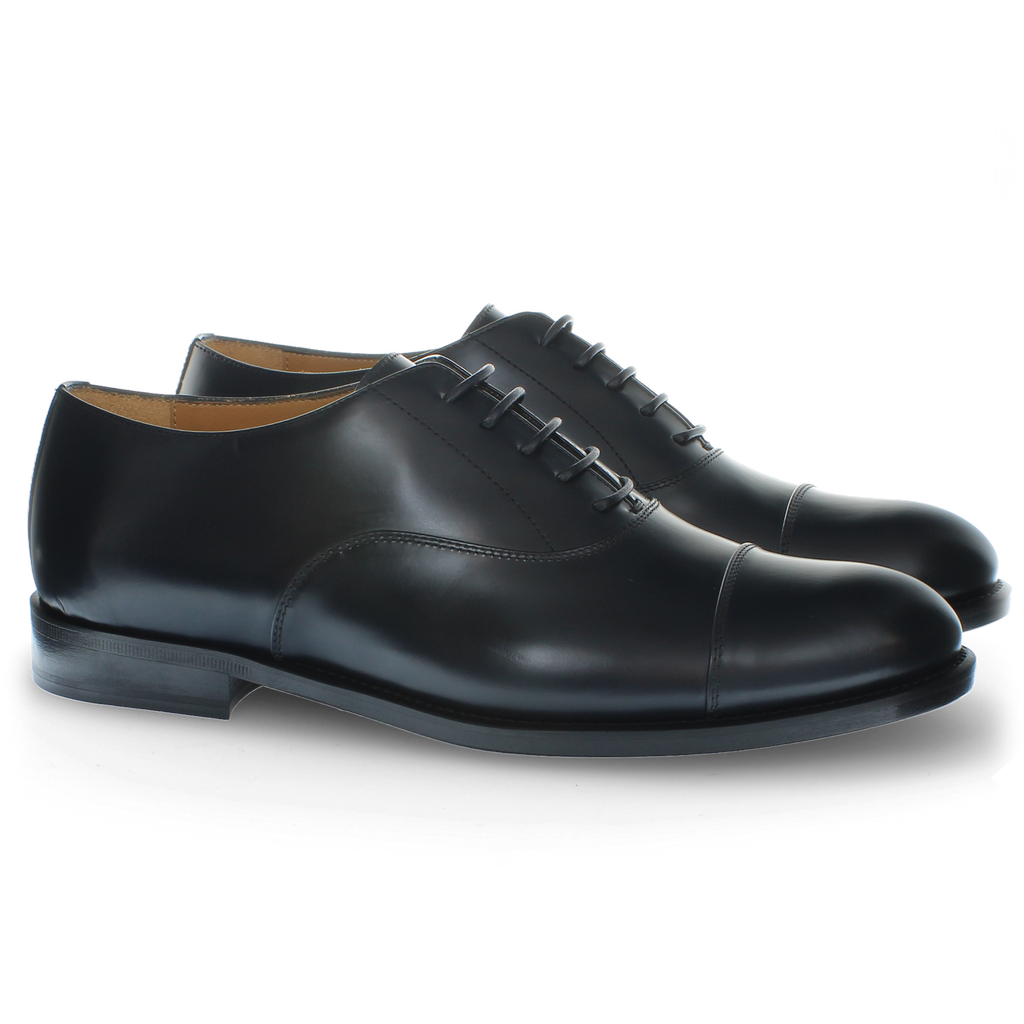 Stringata Oxford in pelle blu