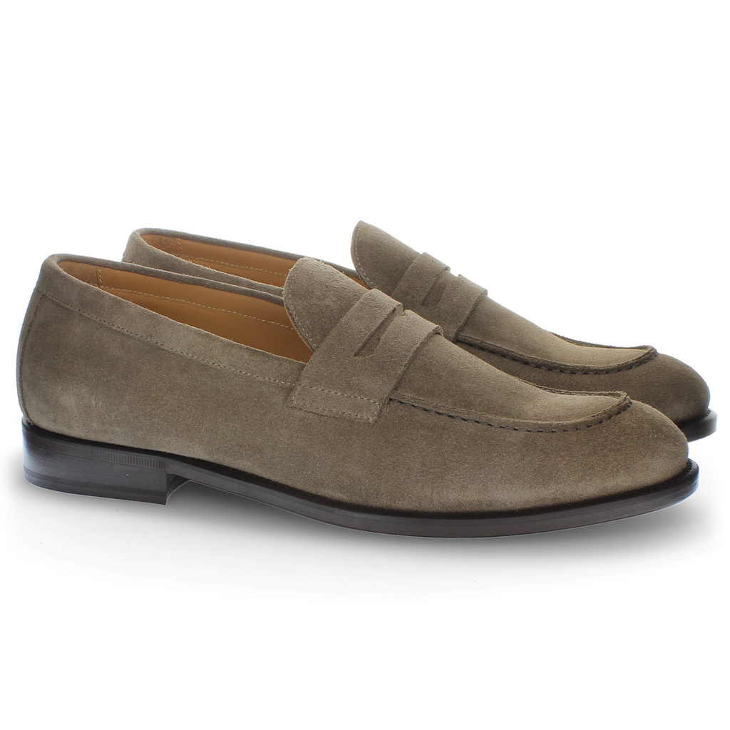 Taupe suede loafer