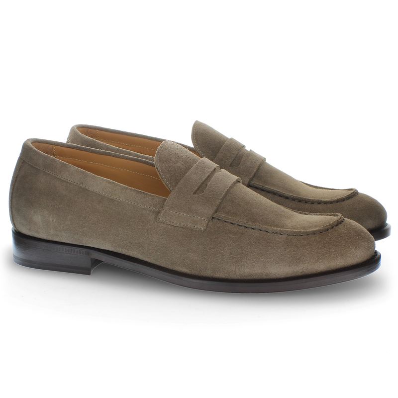 Mocassino in suede taupe