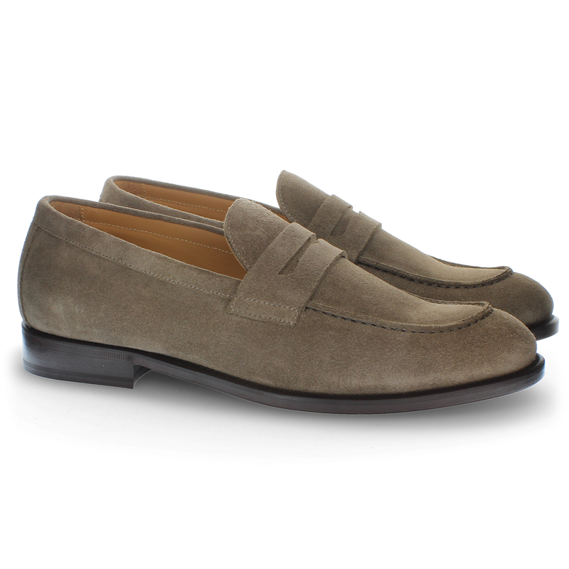 Mocassino in suede taupe
