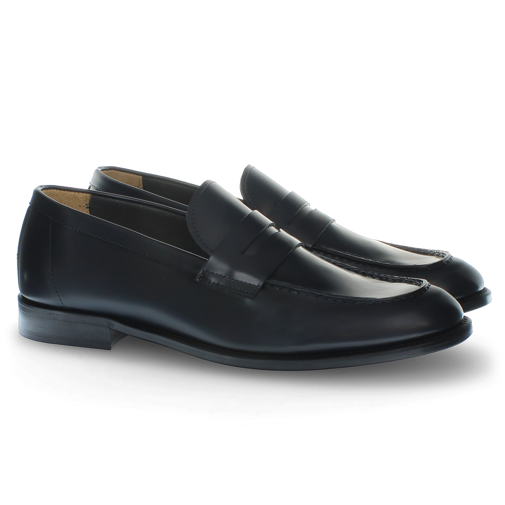 Blue leather loafer