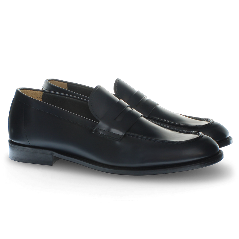 Mocassino in pelle blu