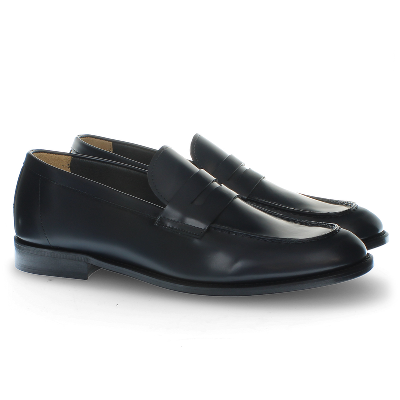 Mocassino in pelle blu