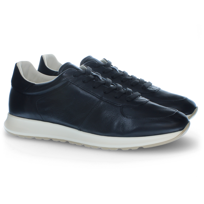 Blue leather sneaker with ultralight sole