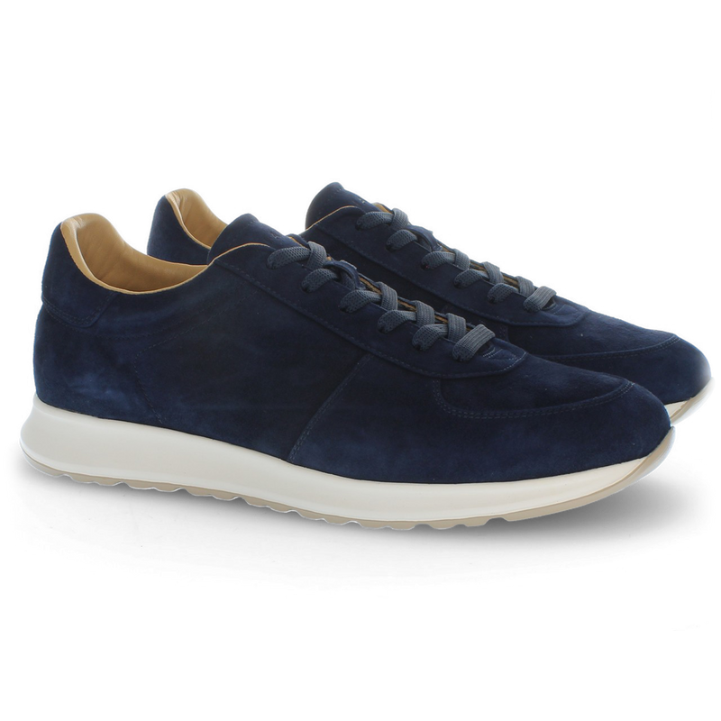 Blue suede sneaker with ultralight sole