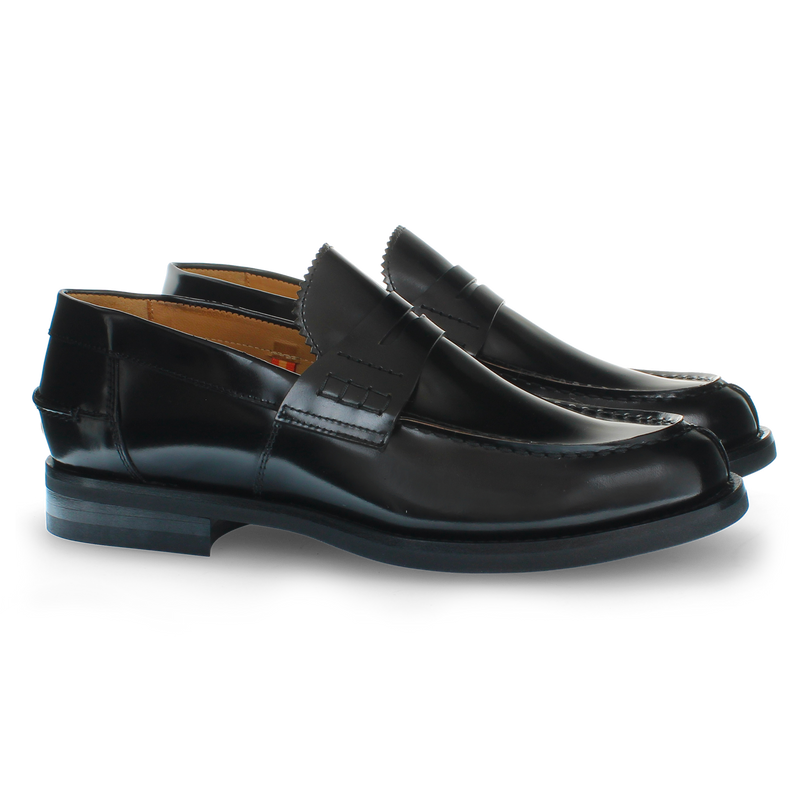 Black polished leather loafer
