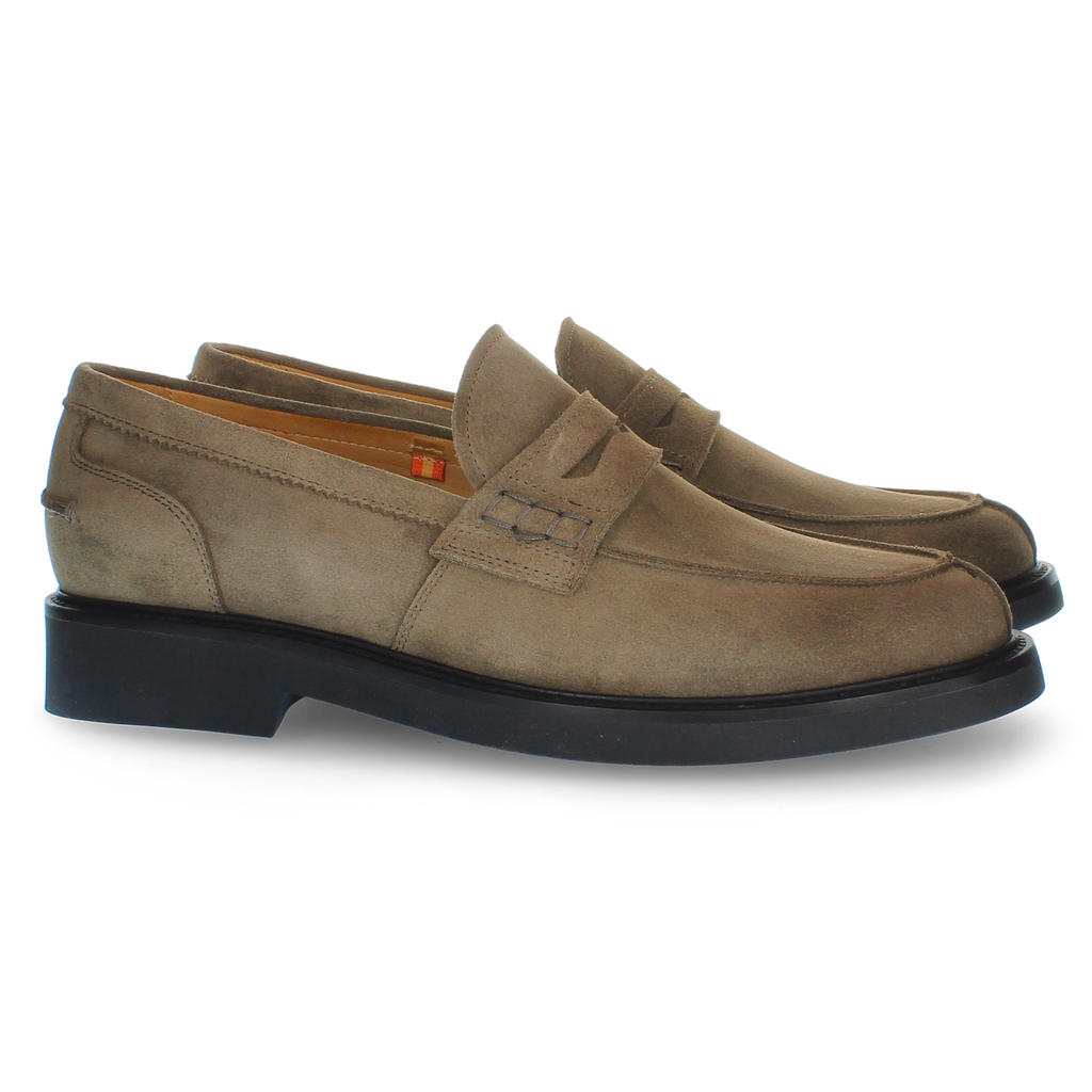 Taupe suede loafer