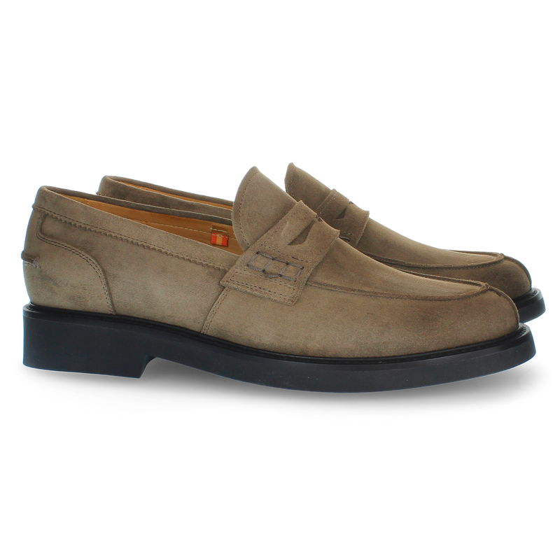 Taupe suede loafer