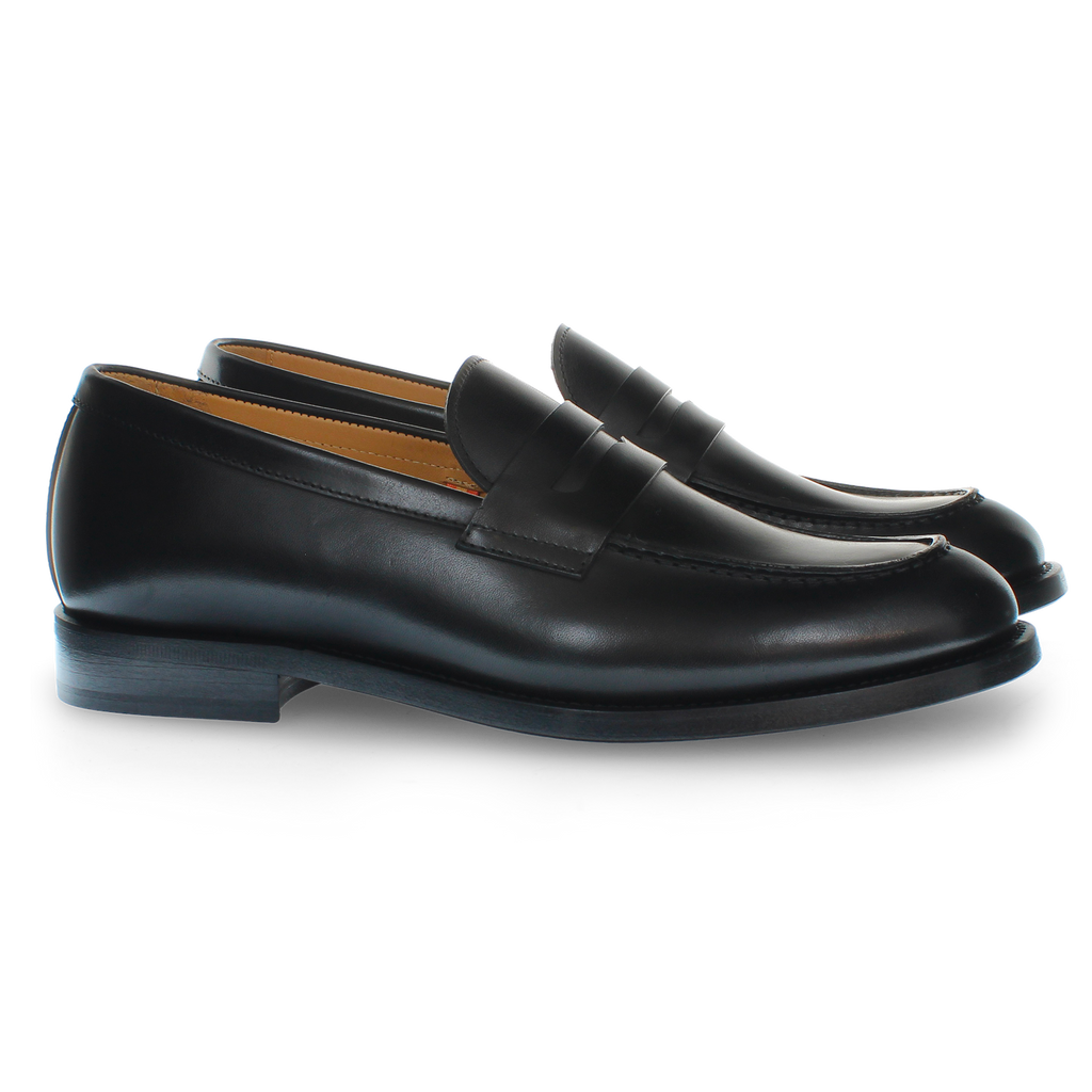 Soft black leather loafer