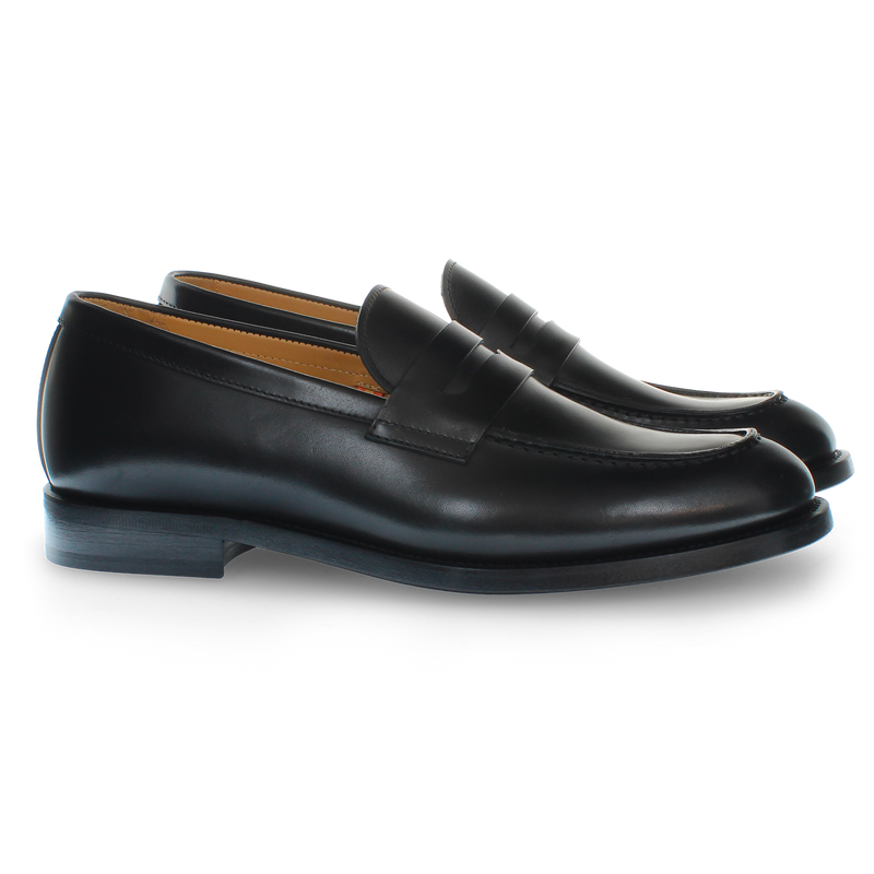 Soft black leather loafer