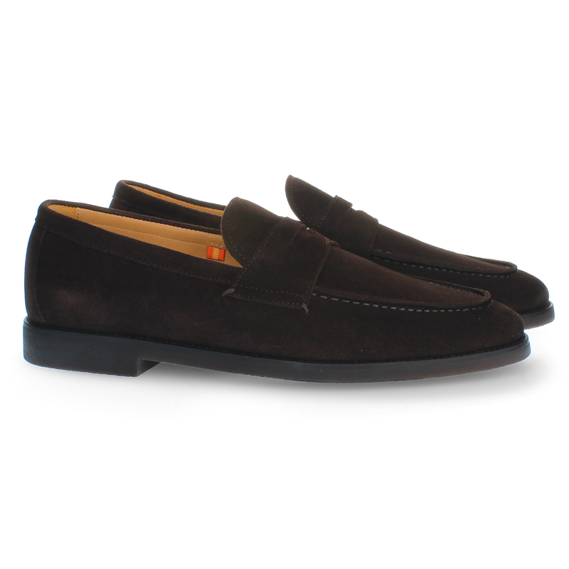 Dark brown suede loafer