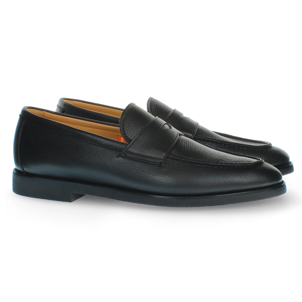 Soft black deerskin loafer