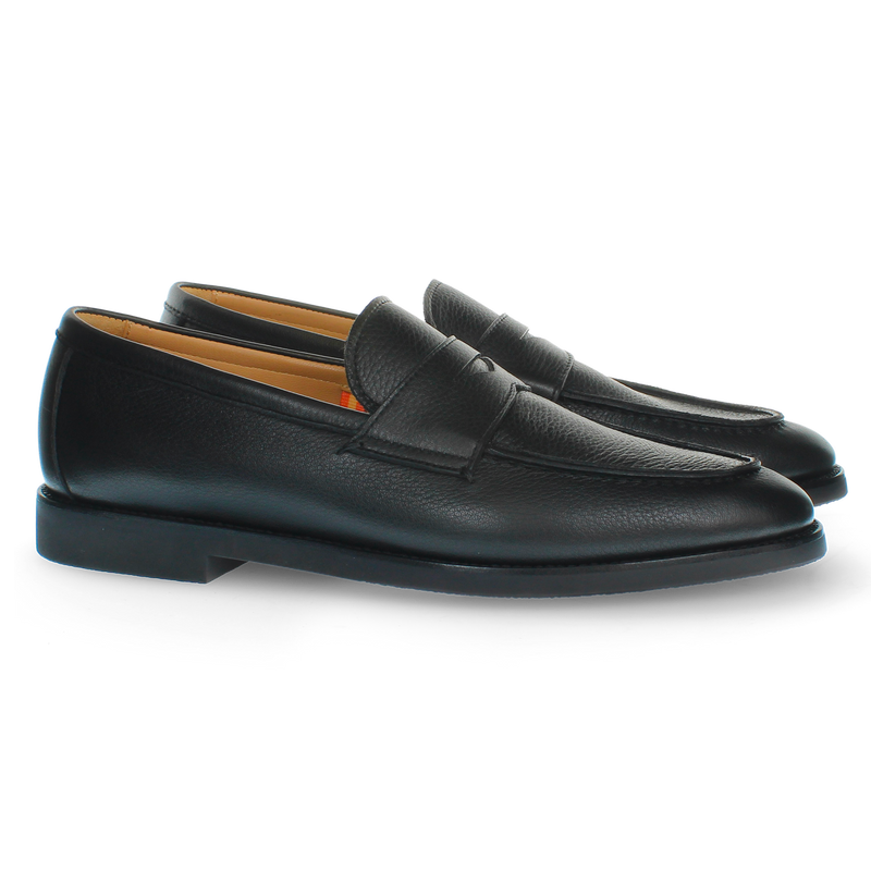 Soft black deerskin loafer